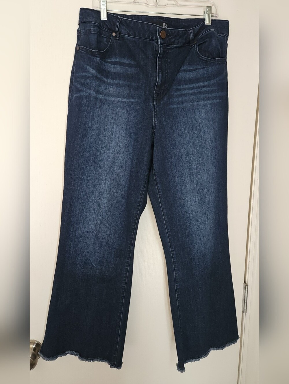 1822 Like New Dark Wash Mini-Bootcut Jeans, Raw Edge, 34 Petite (Size 16-18)
